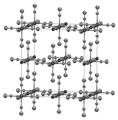 upakowanie jonów [Mo(CN)6](2-) w sieci